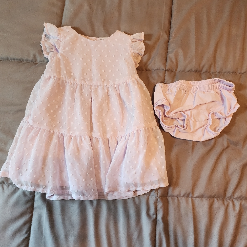 Lavender color infant dress and bloomers, 18 months